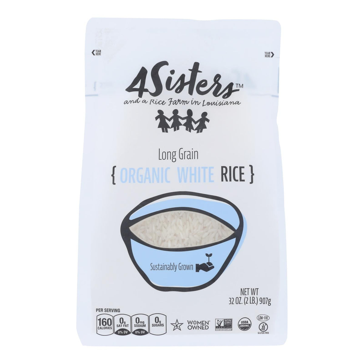 4 Sisters Rice Og2 White Long Grain (Pack of 6 - 2 lb.)